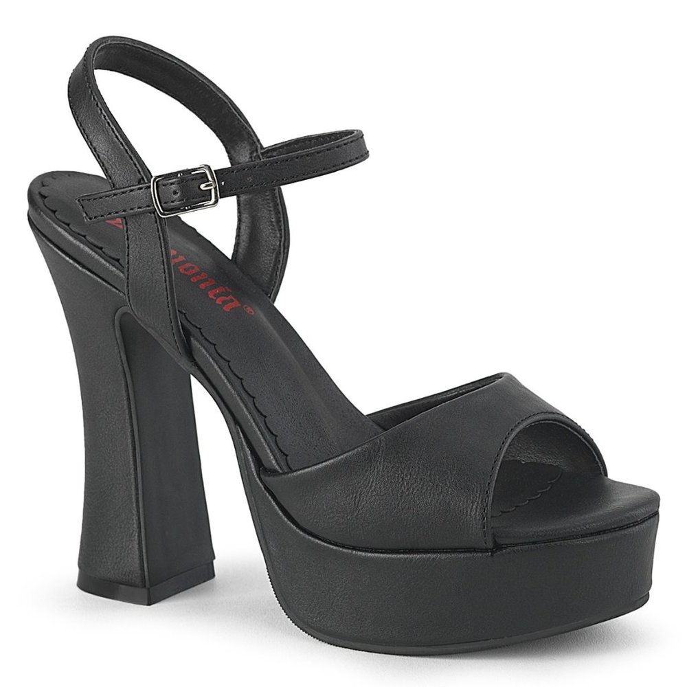 Demonia Black Platform Peep-Toe Ankle Strap Sandals
